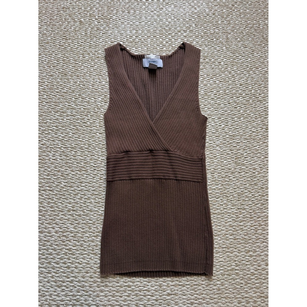 Old Navy Y2K vintage Brown Ribbed Knit Surplice V-Neck Tank Top XS bella swan